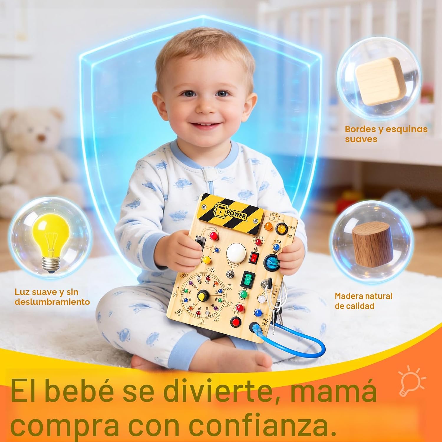 TABLERO DE ACTIVIDADES GRARAIN MONTESSORI PARA BEBÉS 1-3 AÑOS - 3