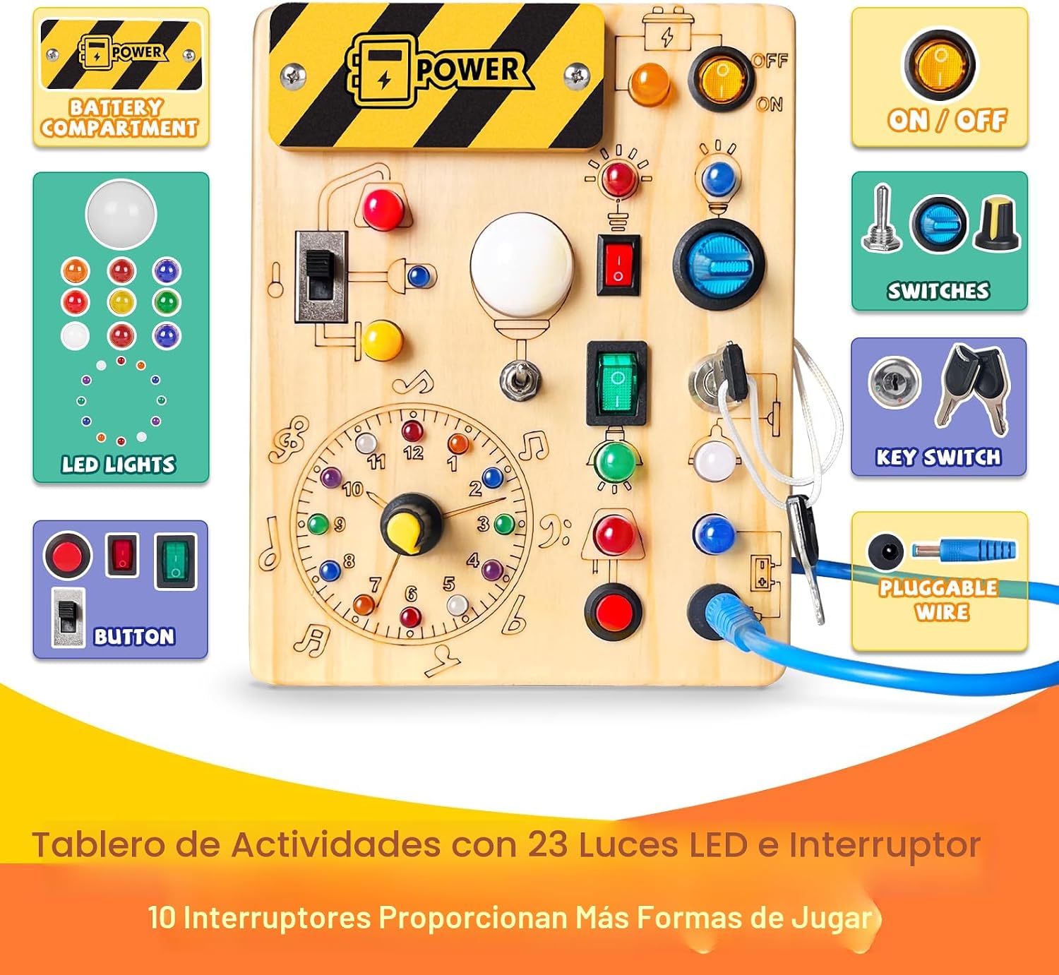 TABLERO DE ACTIVIDADES GRARAIN MONTESSORI PARA BEBÉS 1-3 AÑOS - 4