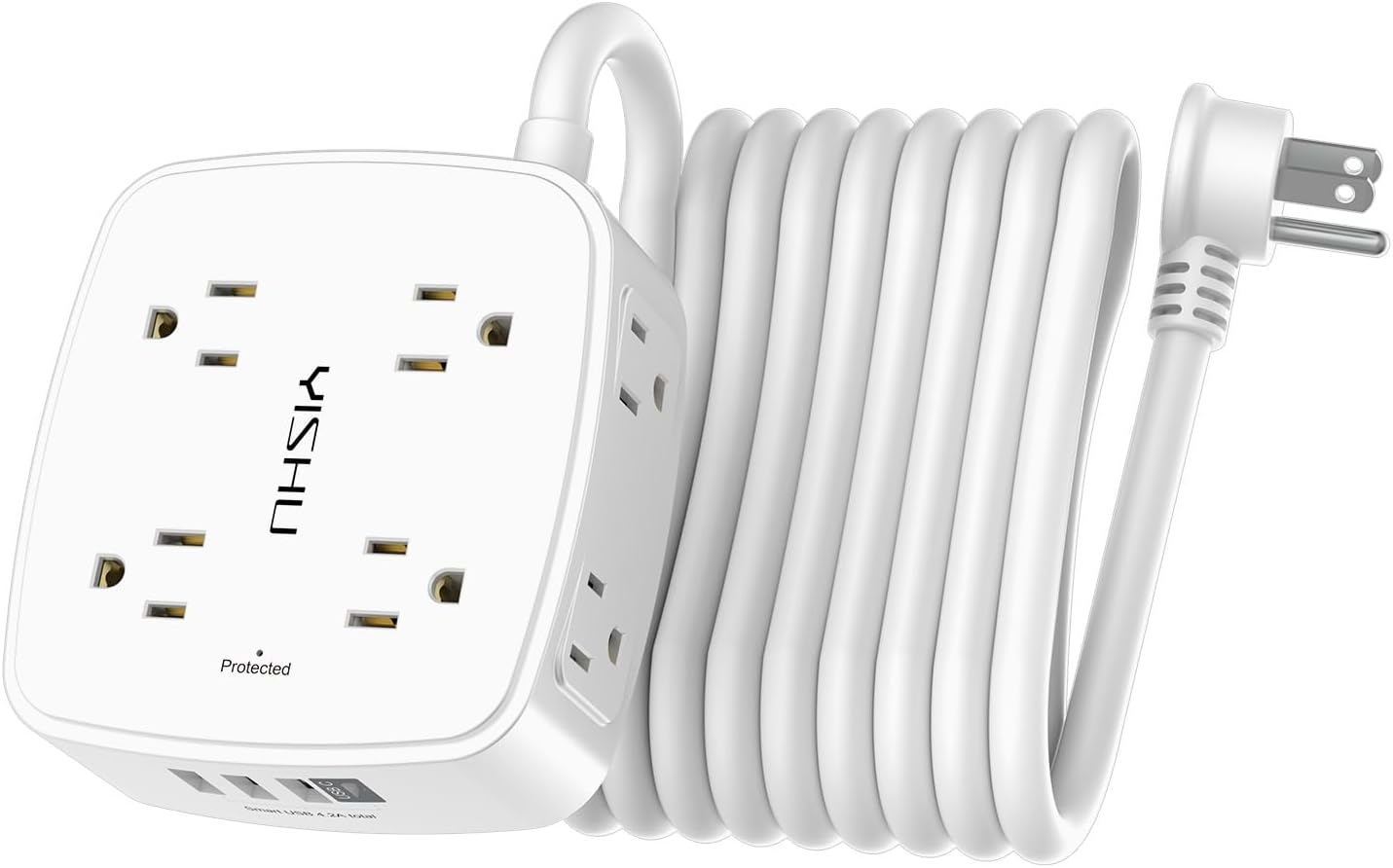 REGLETA DE PROTECCIÓN CONTRA SOBRETENSIONES YISHU 8 TOMAS Y 4 PUERTOS USB CON CABLE DE 15 PIES - 1