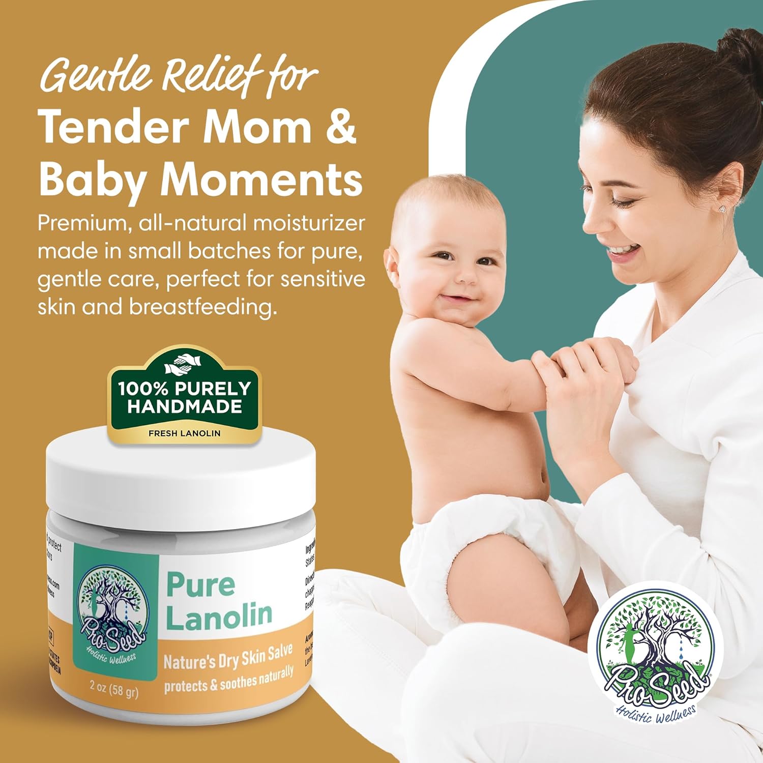 BÁLSAMO DE LANOLINA PURA PROSEED PARA PIEL SECA E IRRITADA, 2 OZ - 2