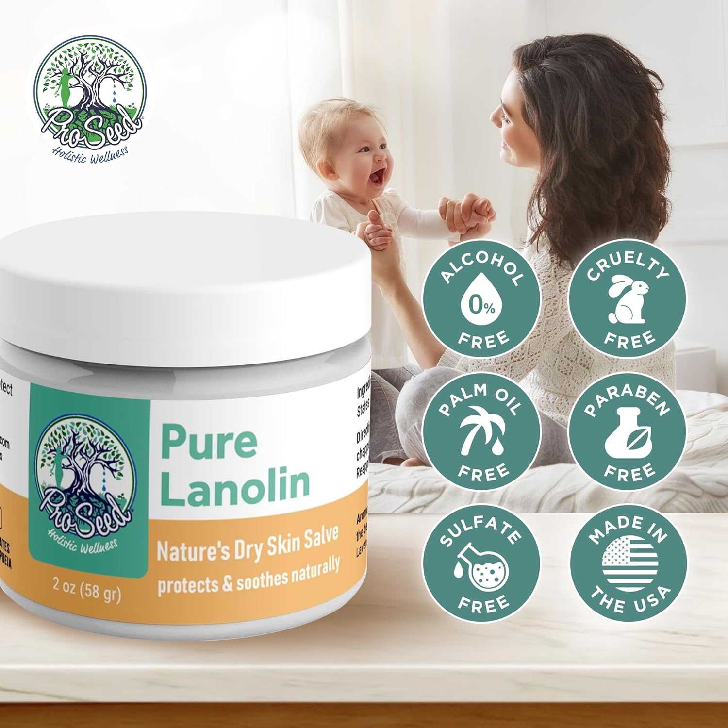 BÁLSAMO DE LANOLINA PURA PROSEED PARA PIEL SECA E IRRITADA, 2 OZ - 3