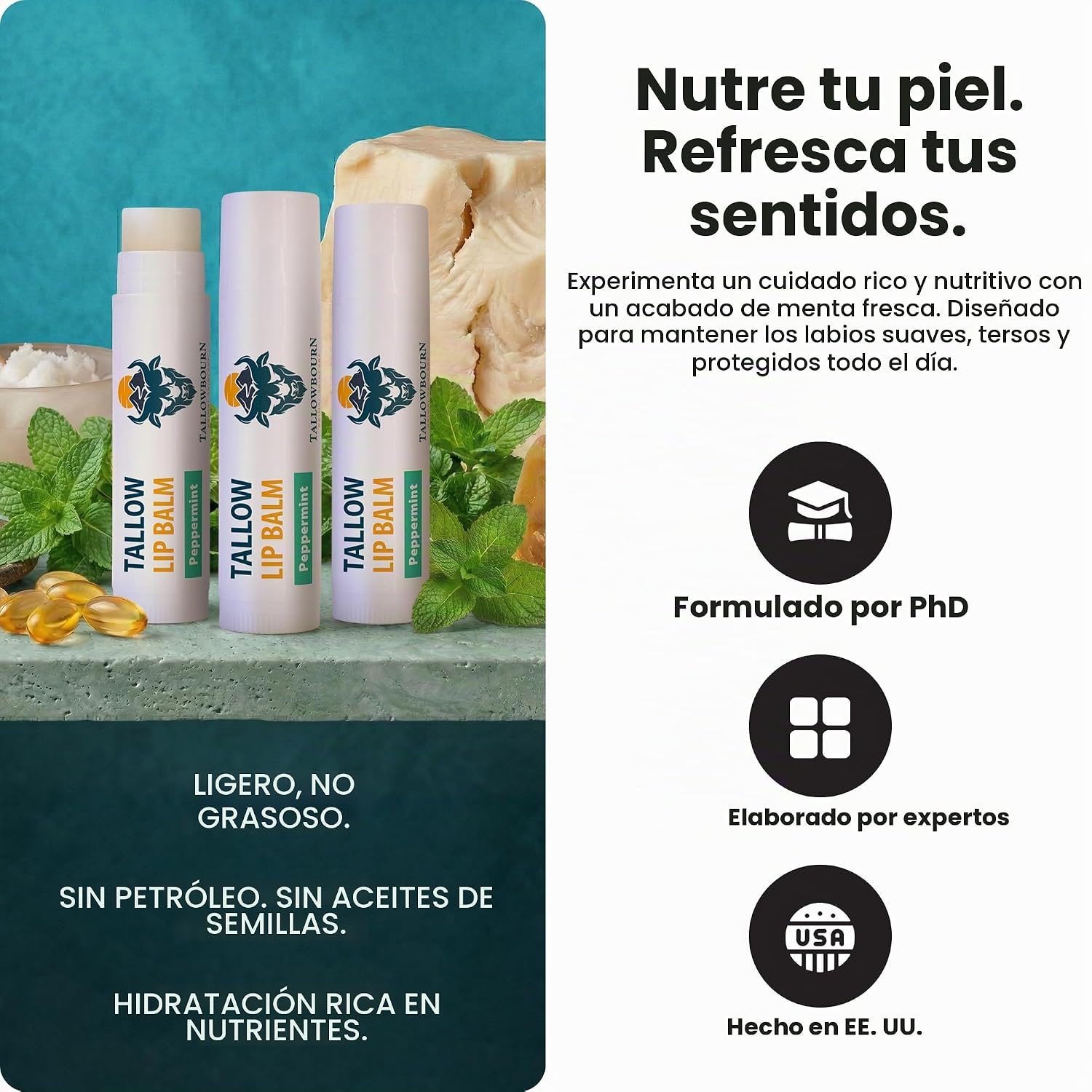 BÁLSAMO LABIAL HIDRATANTE TALLOWBOURN GRASS-FED BEEF TALLOW MENTA PACK 3 - 2