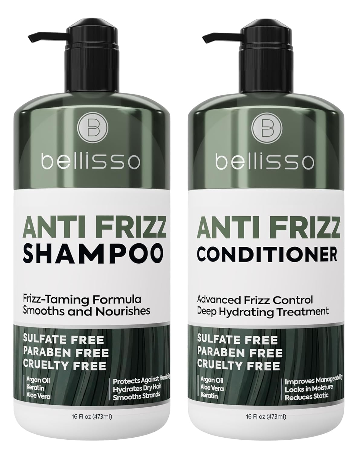 SET DE SHAMPOO Y ACONDICIONADOR BELLISSO ANTI FRIZZ SIN SULFATOS 16 FL OZ - 1