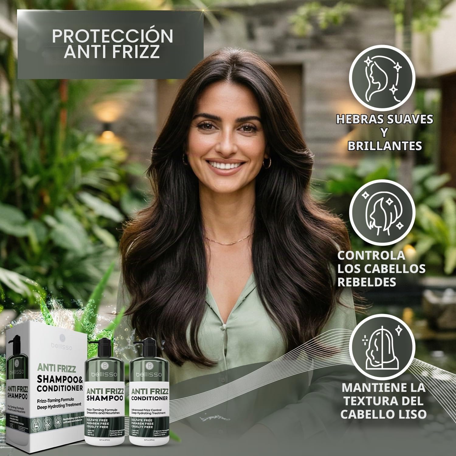SET DE SHAMPOO Y ACONDICIONADOR BELLISSO ANTI FRIZZ SIN SULFATOS 16 FL OZ - 2