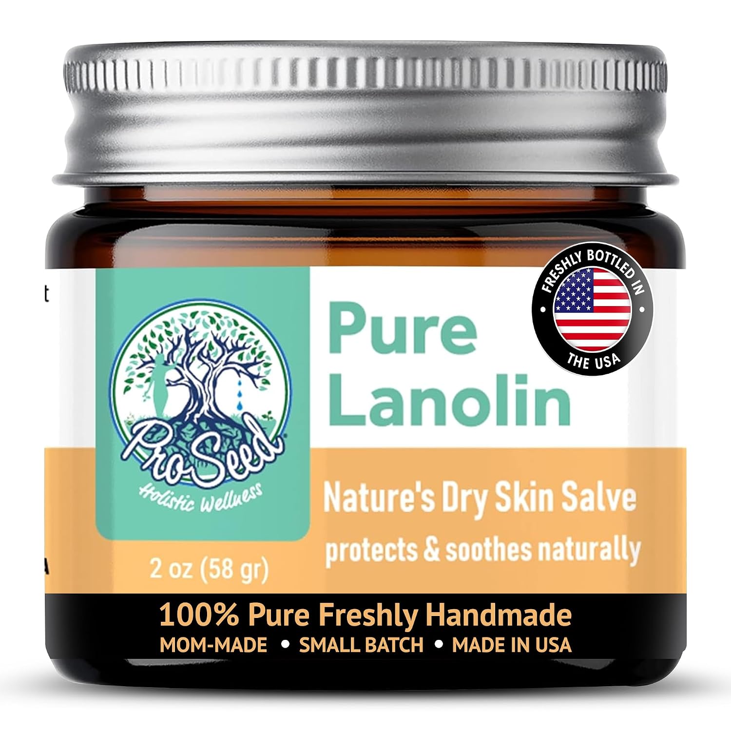 BÁLSAMO DE LANOLINA PURA PROSEED PARA MAMÁS, BEBÉS Y PIEL, 2 OZ, FRASCO DE VIDRIO - 1