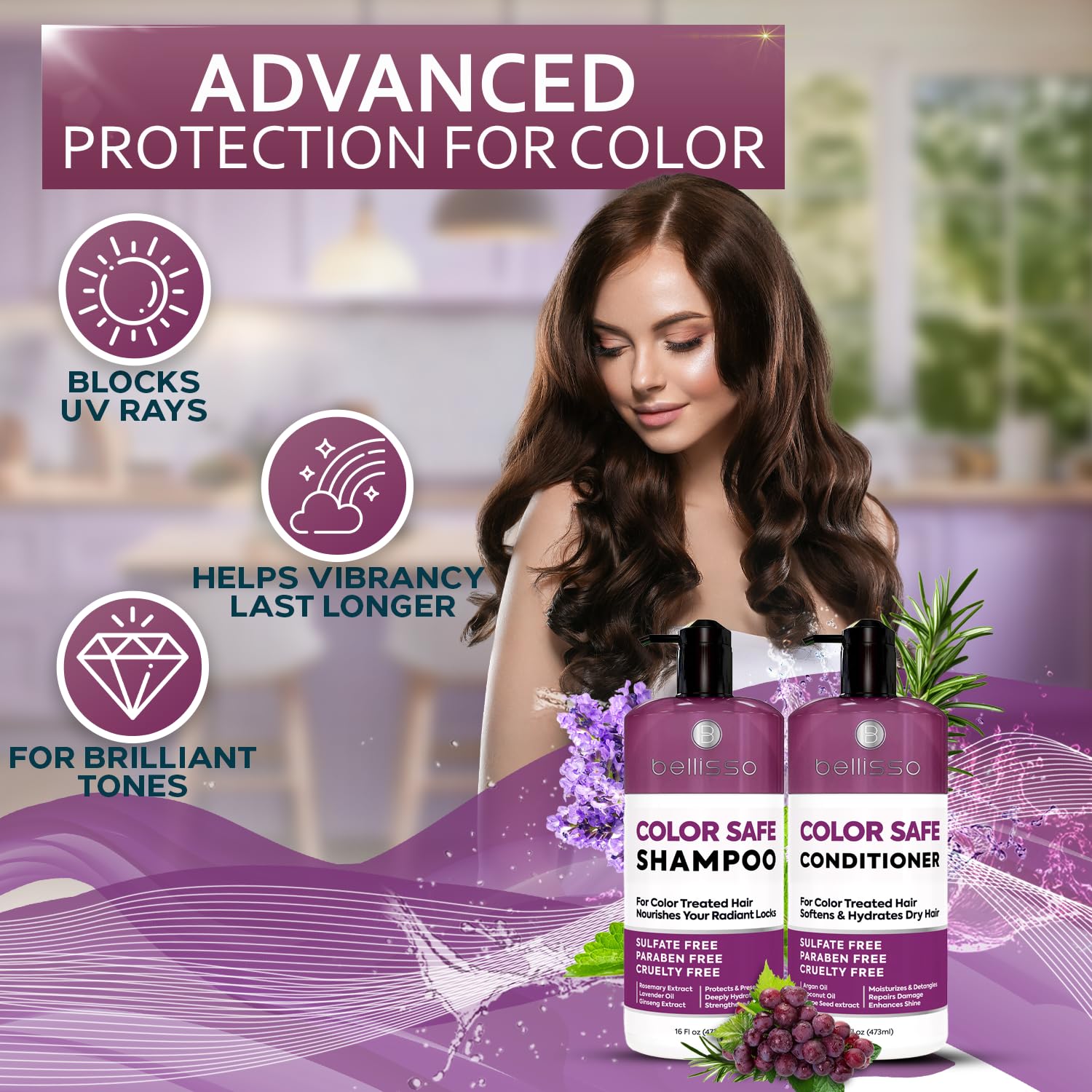 SET DE SHAMPOO Y ACONDICIONADOR BELLISSO COLOR SAFE CON PROTECCIÓN ANTIDECOLORACIÓN - 2