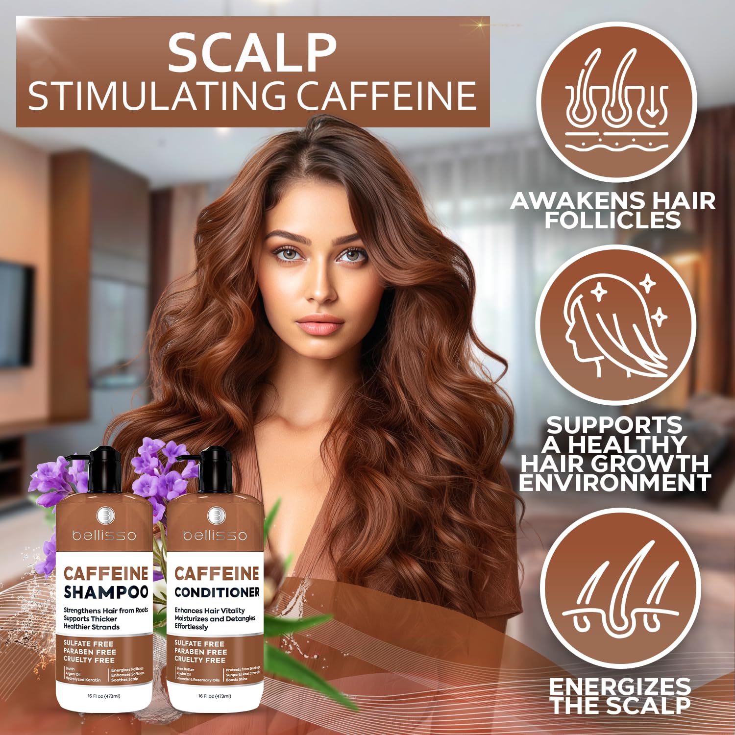 SET DE CHAMPÚ Y ACONDICIONADOR BELLISSO CAFEÍNA VOLUMEN PARA CABELLO FINO - 2