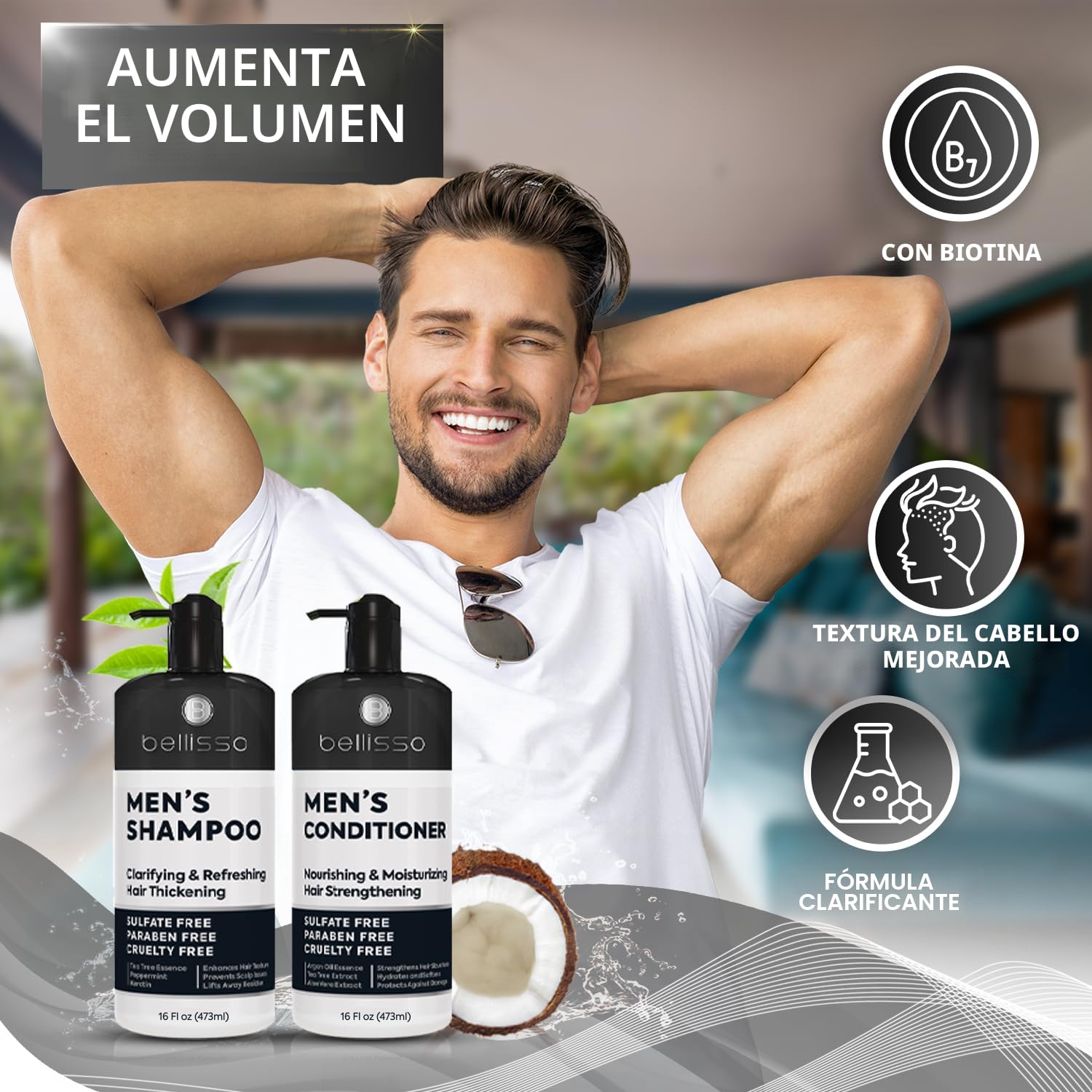 SET DE SHAMPOO Y ACONDICIONADOR PARA HOMBRE BELLISSO SIN SULFATOS - 5