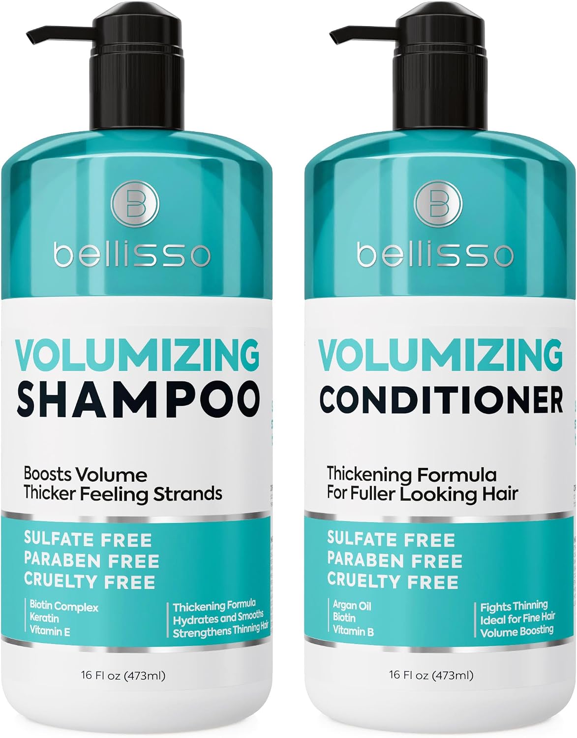 SET DE CHAMPÚ Y ACONDICIONADOR VOLUMINIZADOR BELLISSO SIN SULFATOS PARA CABELLO FINO 16 FL OZ - 1
