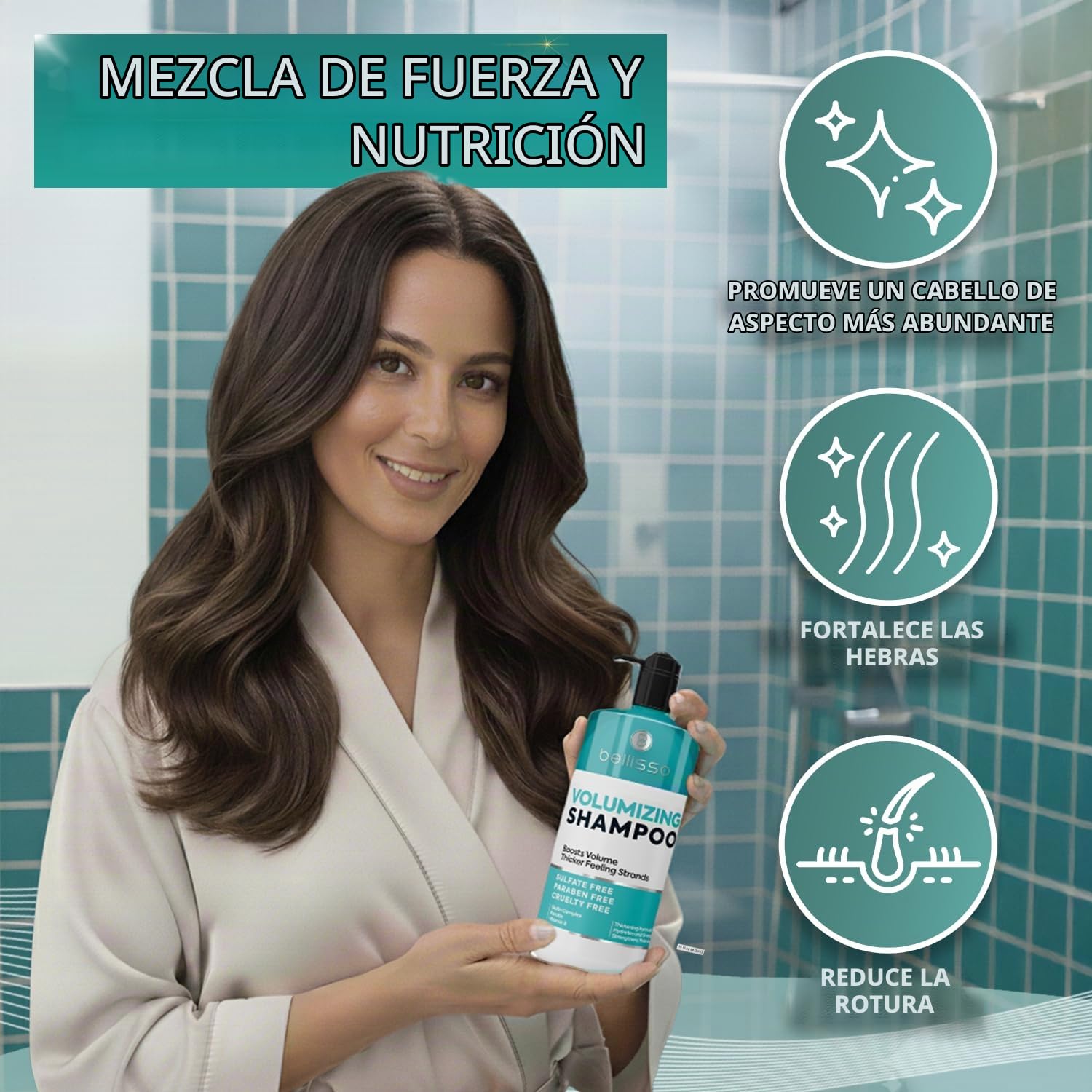 SET DE CHAMPÚ Y ACONDICIONADOR VOLUMINIZADOR BELLISSO SIN SULFATOS PARA CABELLO FINO 16 FL OZ - 4