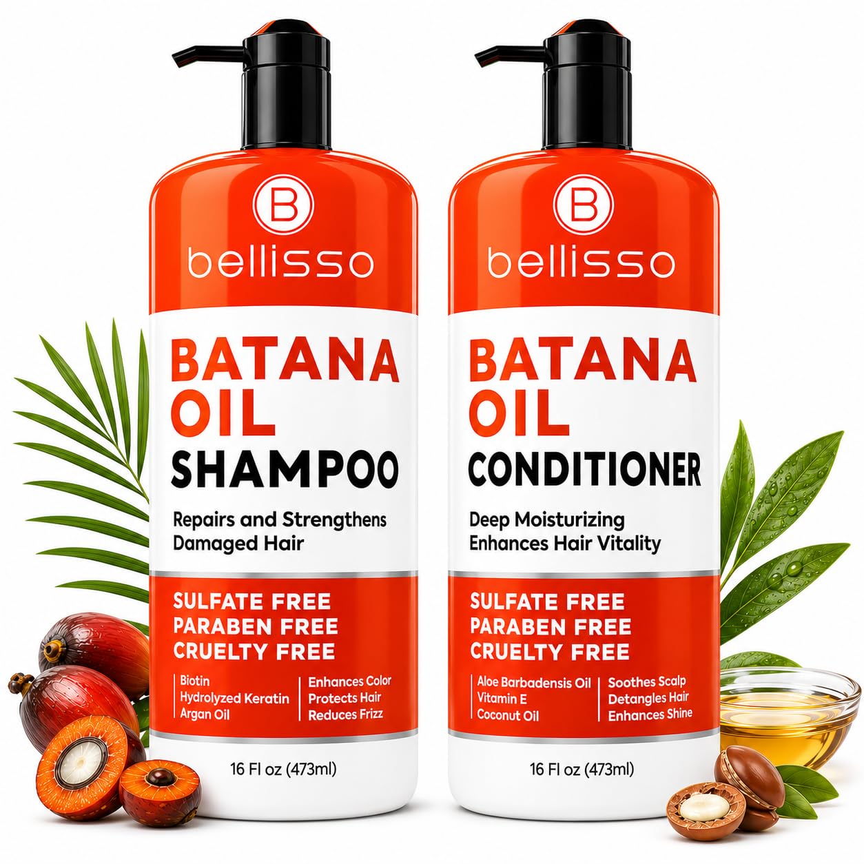 SET DE SHAMPOO Y ACONDICIONADOR BELLISSO BATANA OIL PARA CABELLO FINO Y DEBILITADO - 1