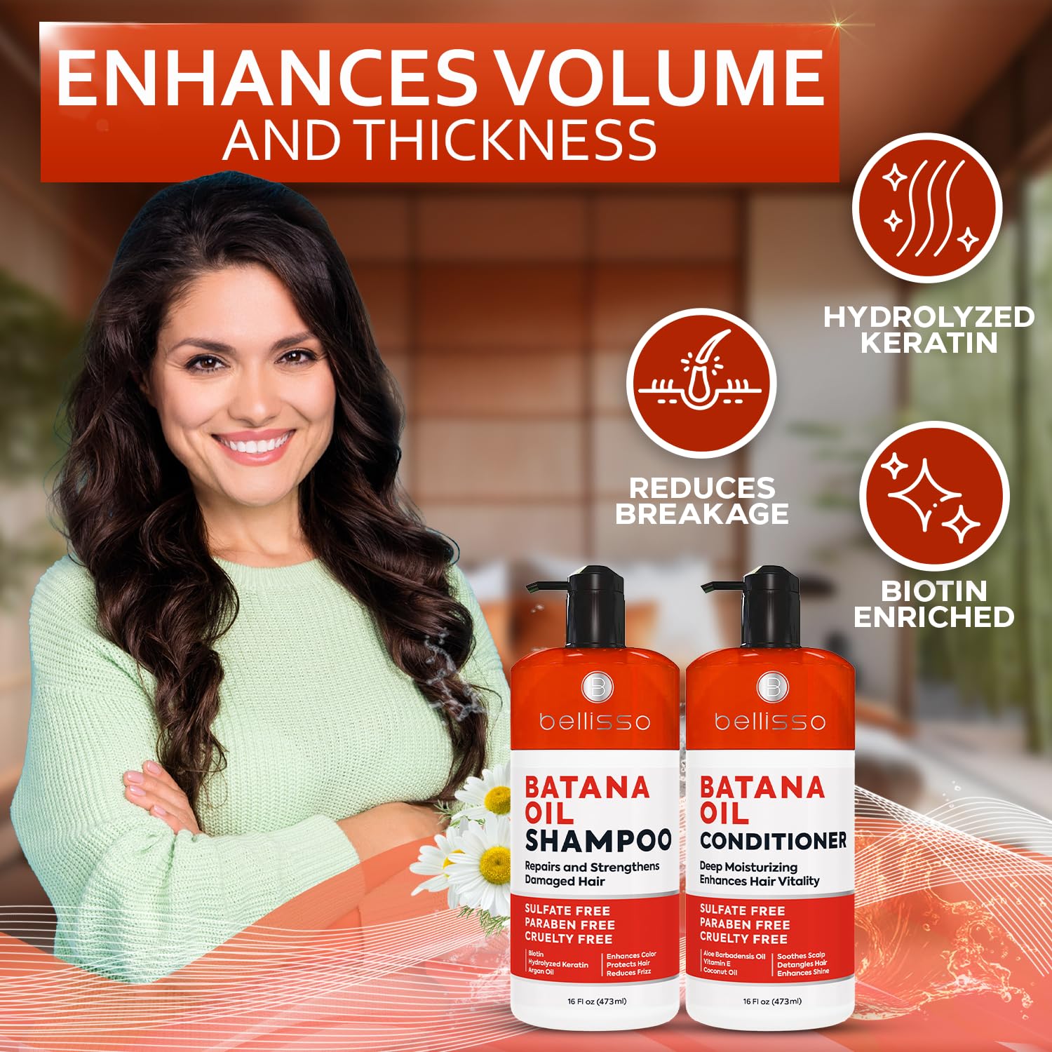 SET DE SHAMPOO Y ACONDICIONADOR BELLISSO BATANA OIL PARA CABELLO FINO Y DEBILITADO - 5