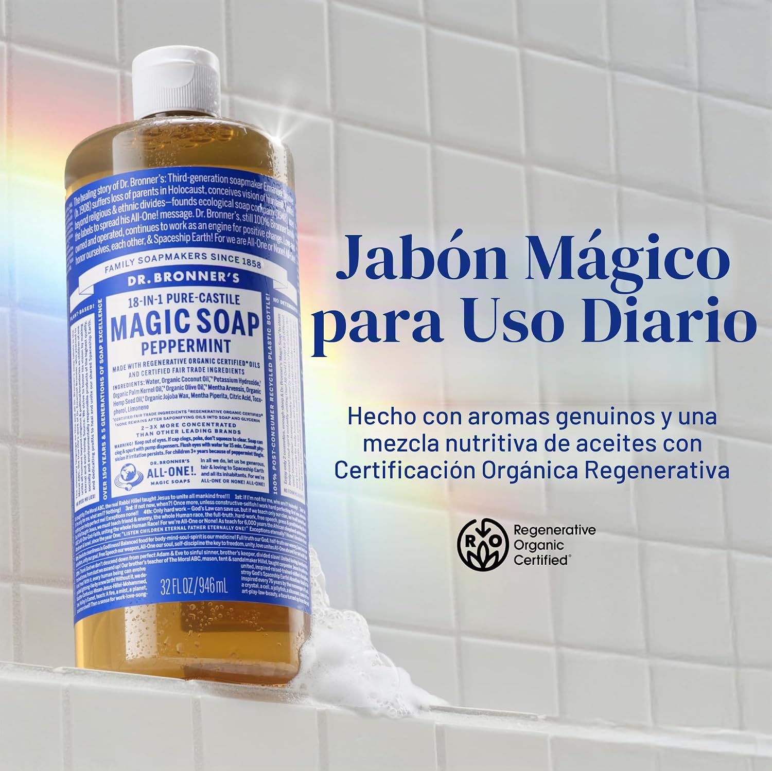 JABÓN LÍQUIDO PURE-CASTILE DR. BRONNER'S MENTA PIPERITA 946 ML - 2