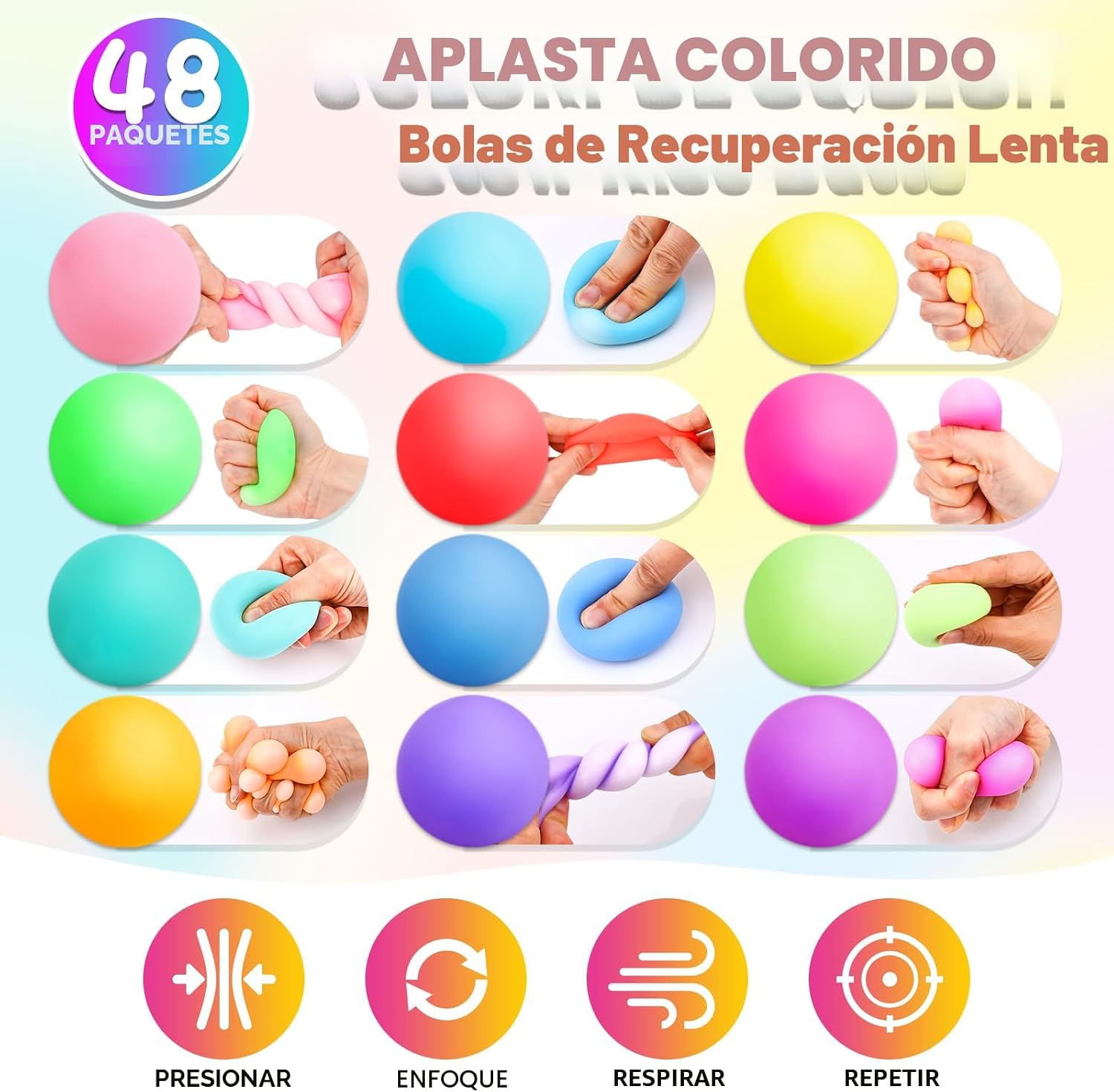 SET DE 48 PELOTAS ANTIESTRÉS VISCOO MULTICOLOR - 4