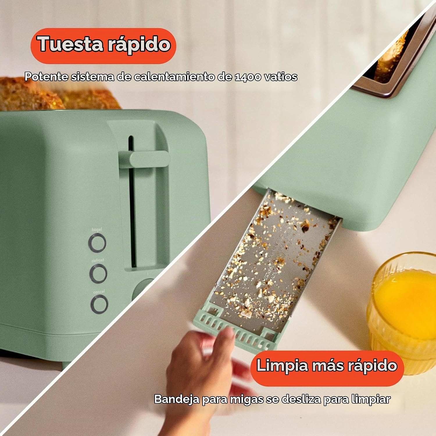 TOSTADORA BELLA 4 REBANADAS RANURA EXTRA LARGA SEAGLASS - 5