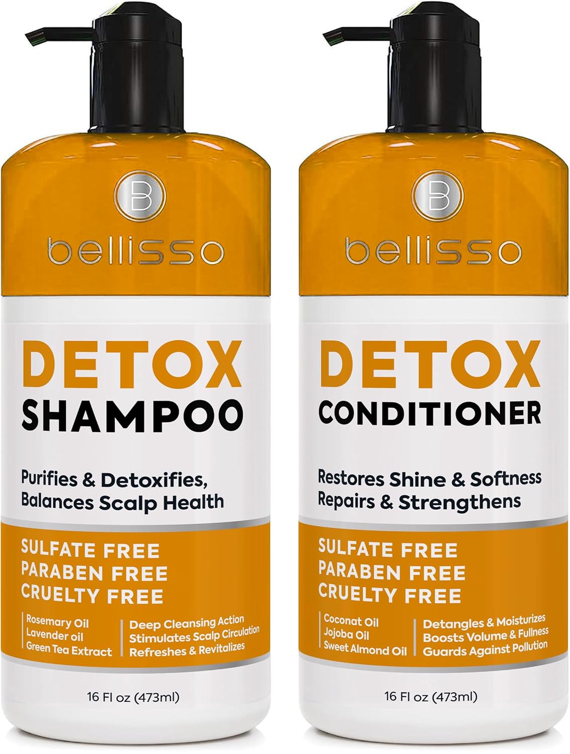 SET DETOX SHAMPOO AND CONDITIONER BELLISSO CON CARBĂN DE BAMBĂ Y ACEITE DE ROMERO - 1
