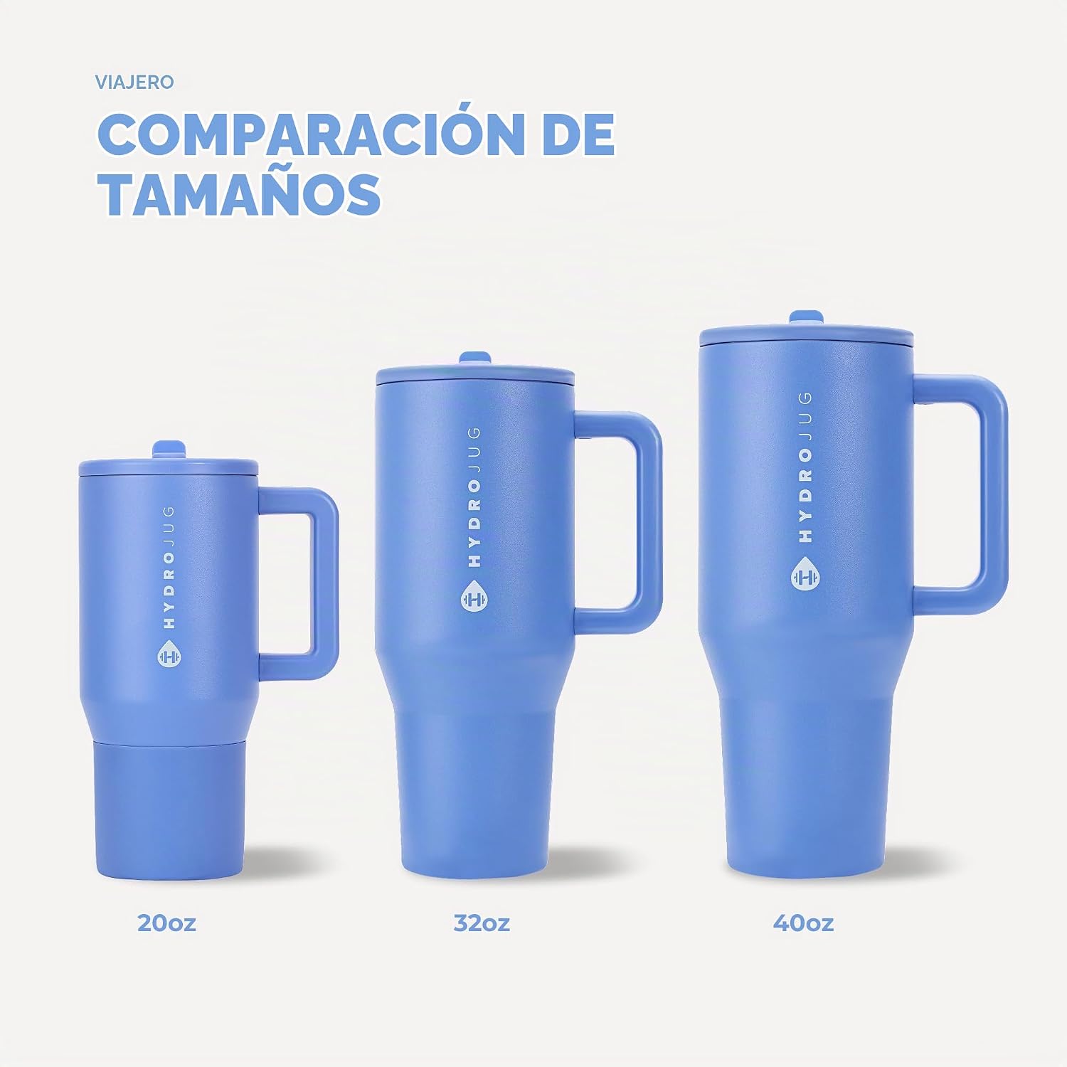 VASO TUMBLER HYDROJUG TRAVELER 32OZ AZUL CLARO CON ASA Y POPOTE - 5