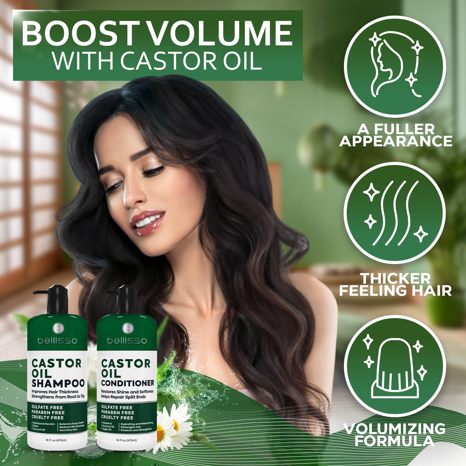 SET DE CHAMPÚ Y ACONDICIONADOR DE ACEITE DE RICINO BELLISSO PARA CABELLO FINO - 2