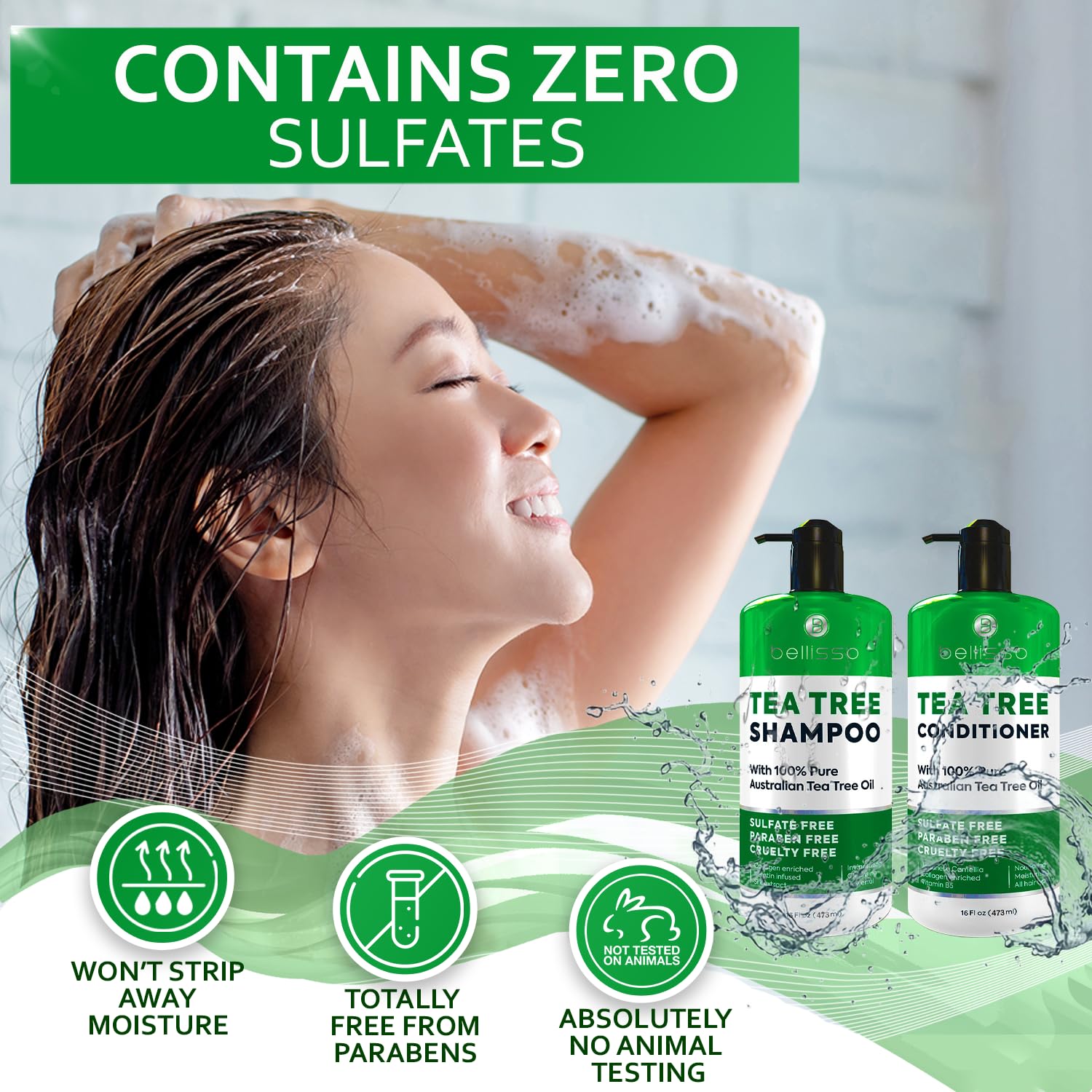 SET DE SHAMPOO Y ACONDICIONADOR TEA TREE BELLISSO CON ACEITE DE ÁRBOL DE TÉ AUSTRALIANO - 4