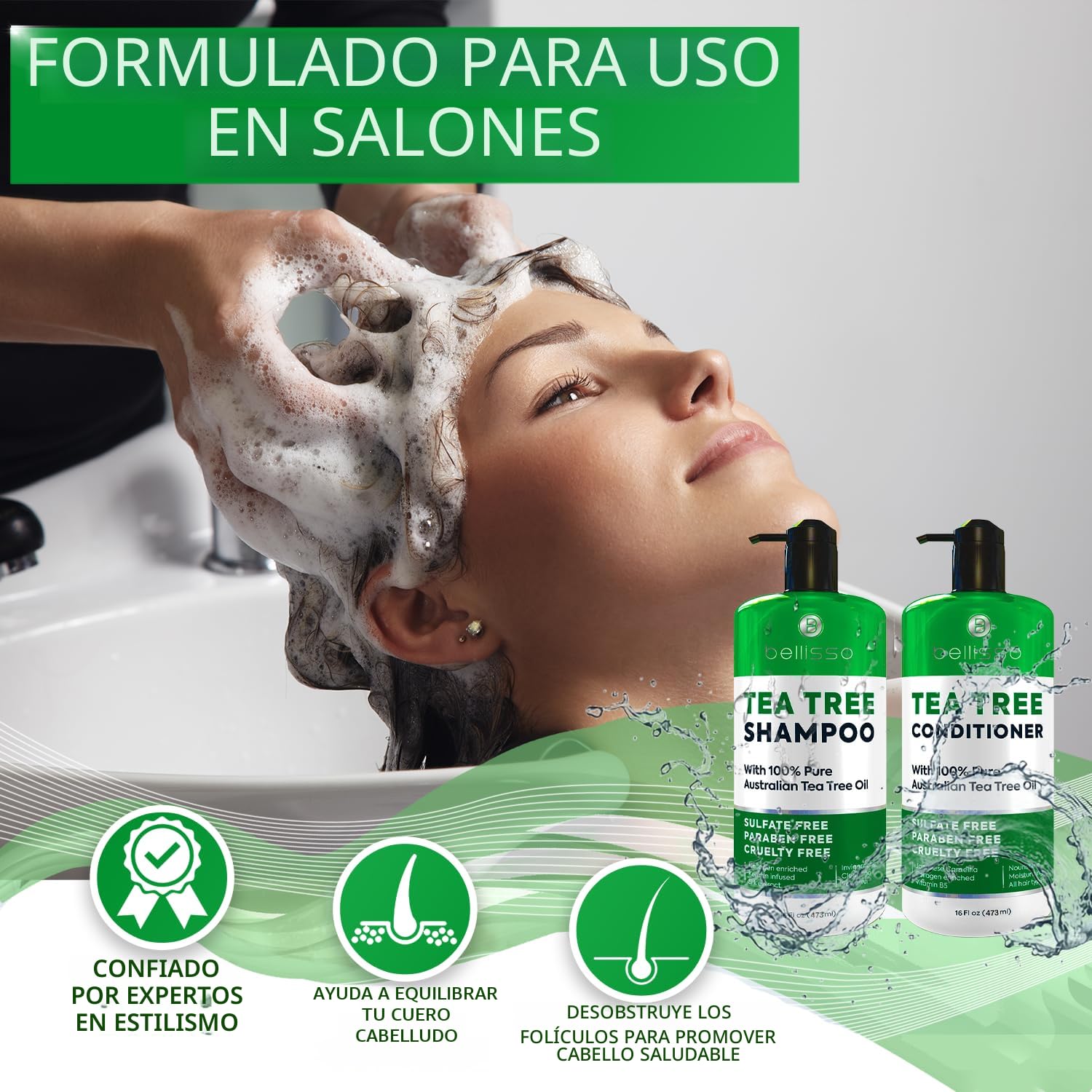 SET DE SHAMPOO Y ACONDICIONADOR TEA TREE BELLISSO CON ACEITE DE ÁRBOL DE TÉ AUSTRALIANO - 5
