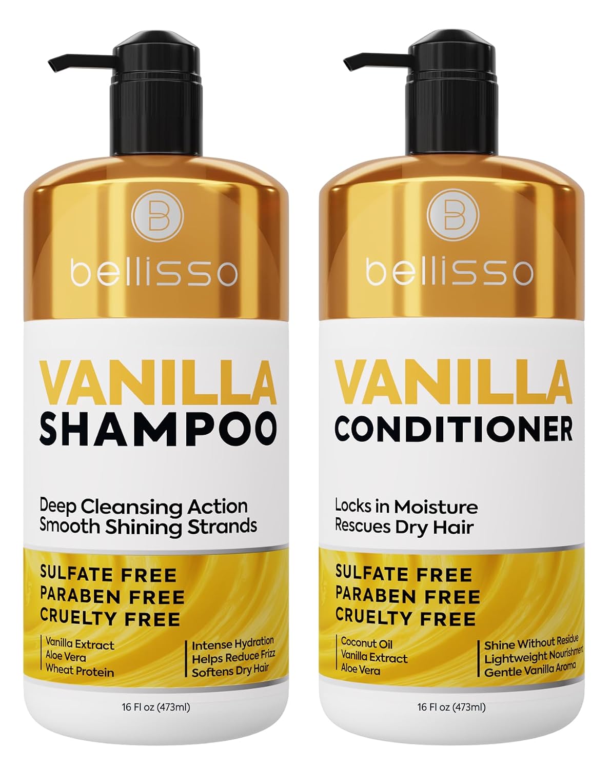 SET DE SHAMPOO Y ACONDICIONADOR BELLISSO VAINILLA HIDRATANTE 16 FL OZ - 1