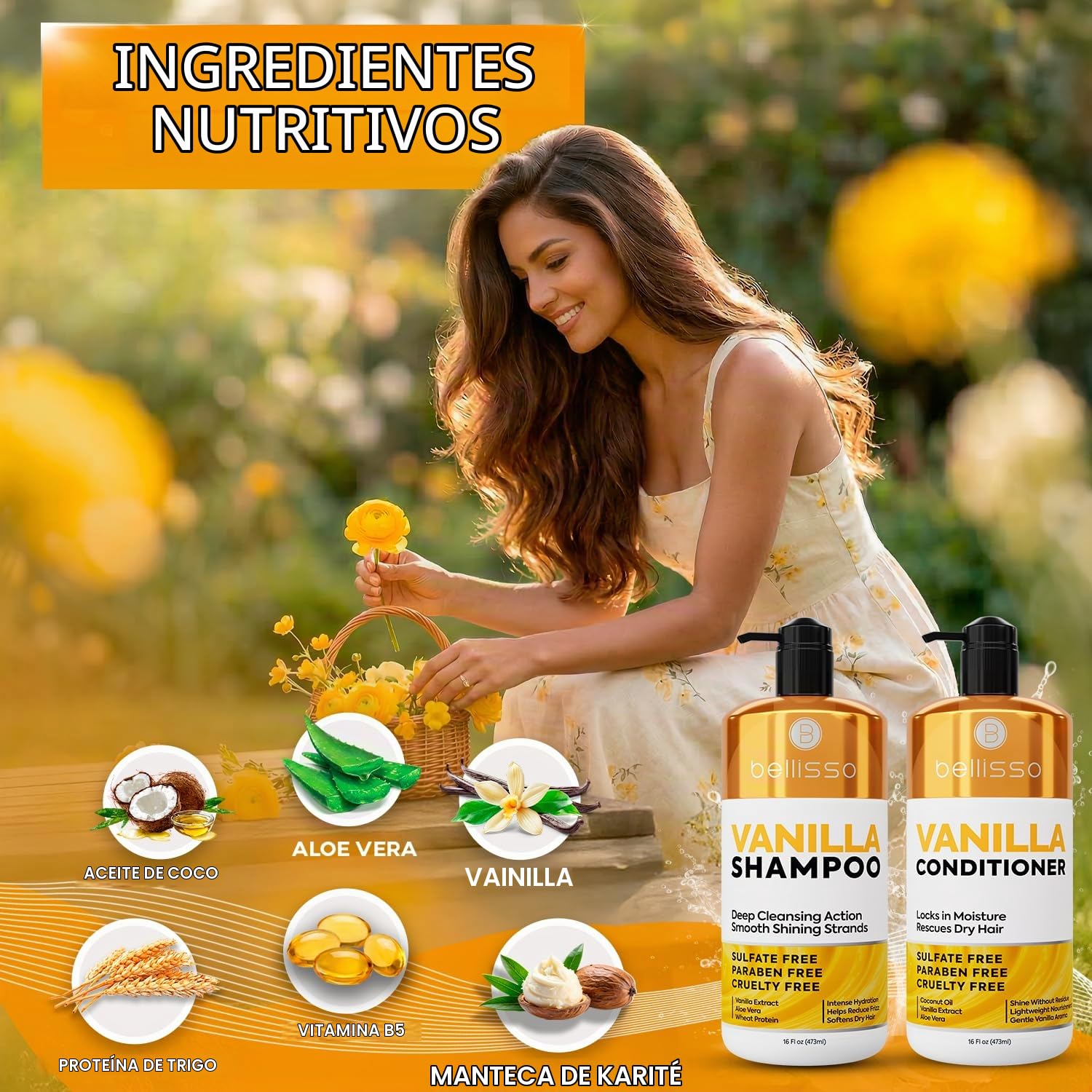 SET DE SHAMPOO Y ACONDICIONADOR BELLISSO VAINILLA HIDRATANTE 16 FL OZ - 5