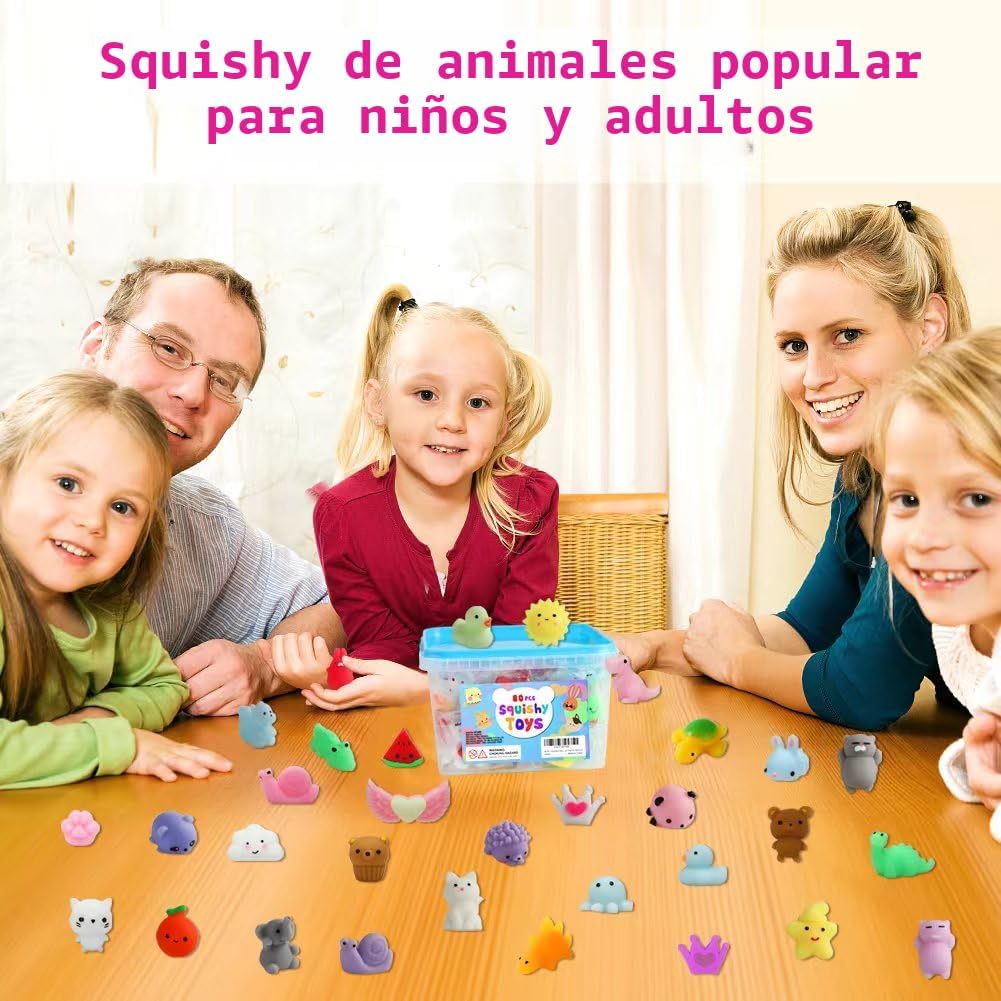 SET DE 80 SQUISHIES KAWAII MOCHI CON BALDE DE ALMACENAMIENTO - 2