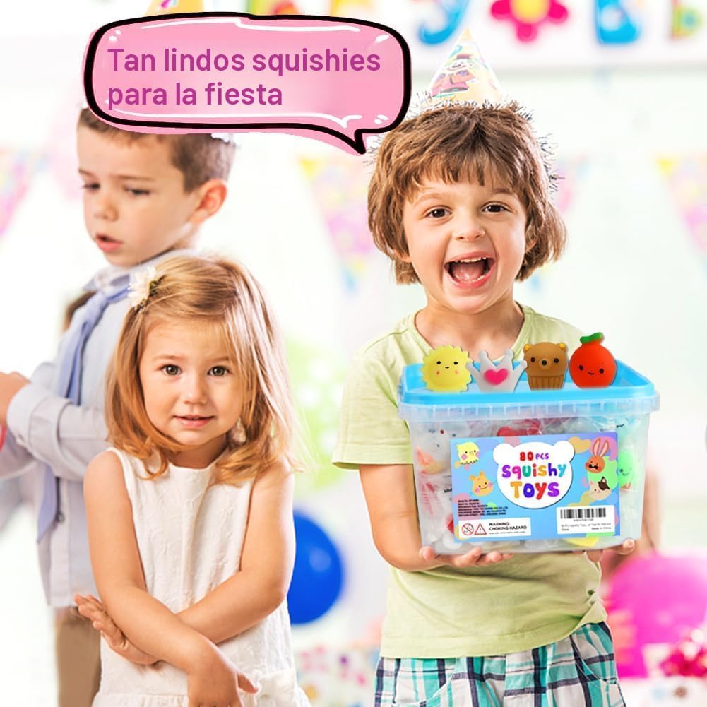 SET DE 80 SQUISHIES KAWAII MOCHI CON BALDE DE ALMACENAMIENTO - 4