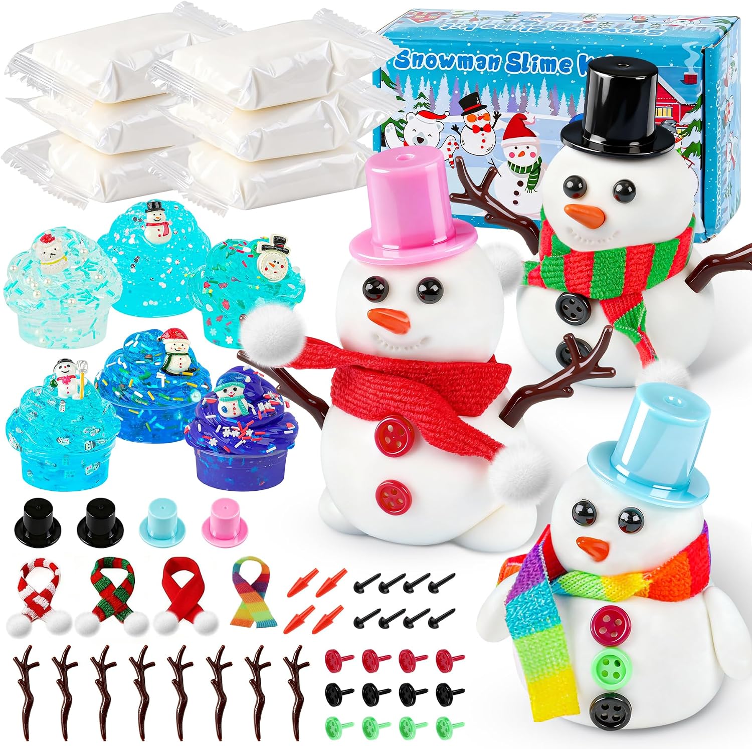 KIT DE PLASTILINA Y SLIME LAWOHO CONSTRUYE UN MUÑECO DE NIEVE 6 PIEZAS - 1