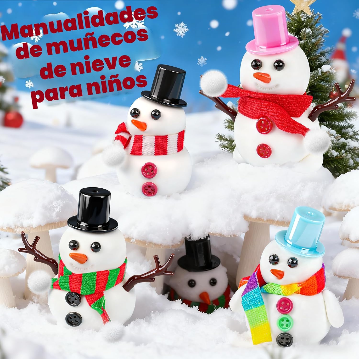 KIT DE PLASTILINA Y SLIME LAWOHO CONSTRUYE UN MUÑECO DE NIEVE 6 PIEZAS - 4