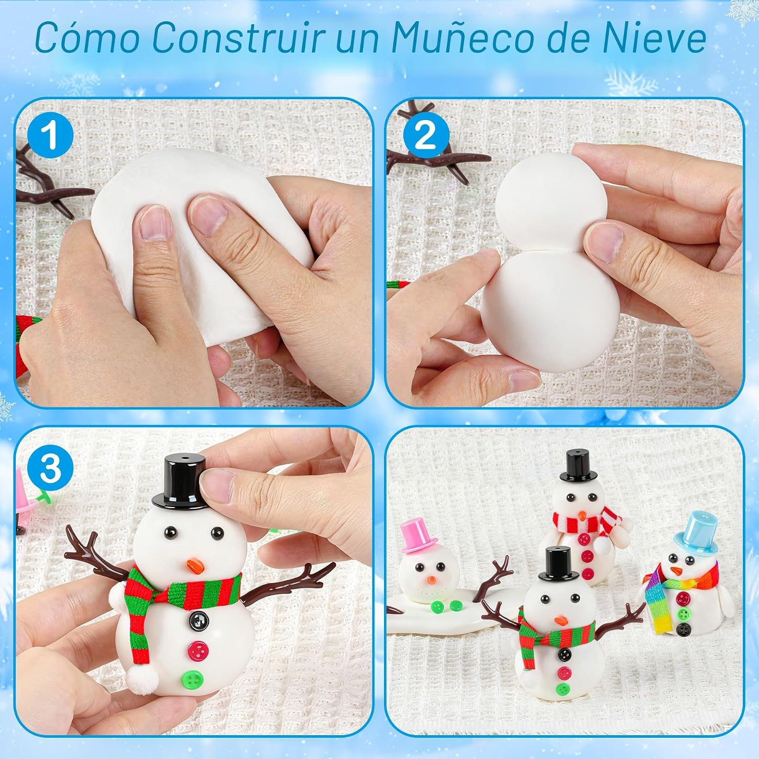 KIT DE PLASTILINA Y SLIME LAWOHO CONSTRUYE UN MUÑECO DE NIEVE 6 PIEZAS - 5