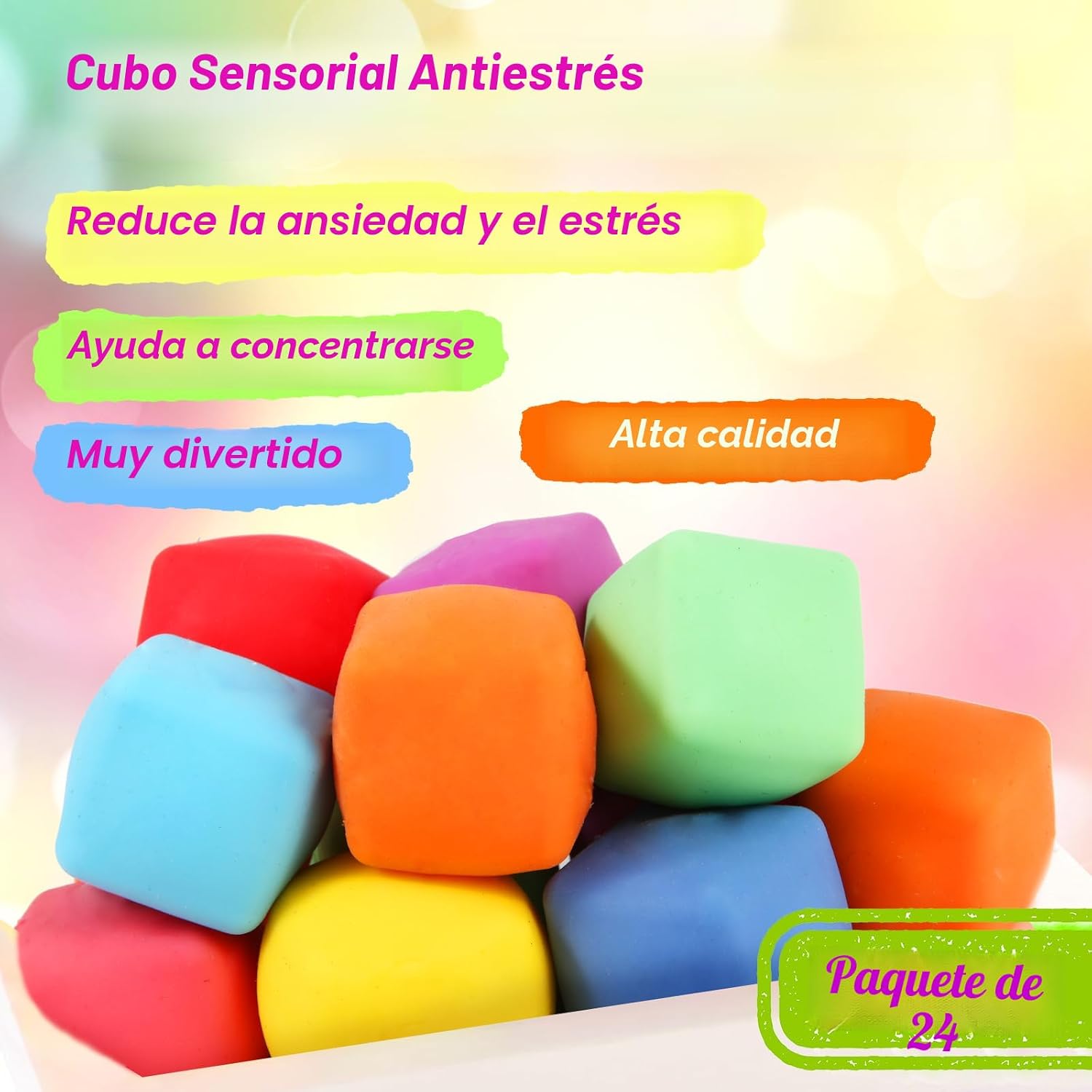PACK 24 CUBOS ANTIESTRES NEEC SLOW RISING MULTICOLOR - 3