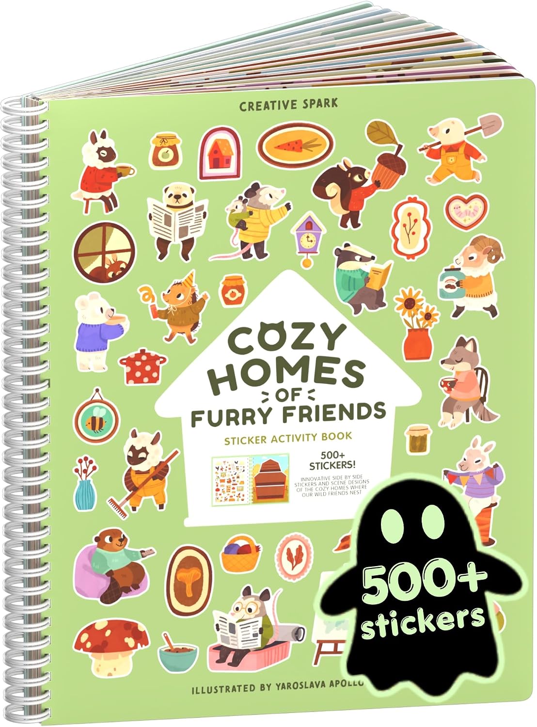 LIBRO DE STICKERS Y COLOREAR CUPKIN COZY FURRY ANIMAL FRIENDS CON MÁS DE 500 STICKERS - 1