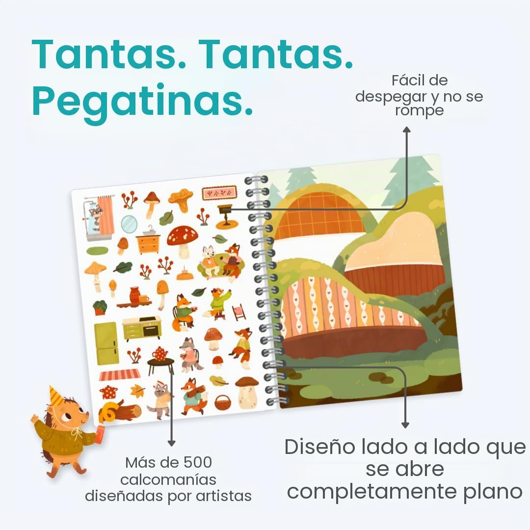 LIBRO DE STICKERS Y COLOREAR CUPKIN COZY FURRY ANIMAL FRIENDS CON MÁS DE 500 STICKERS - 3