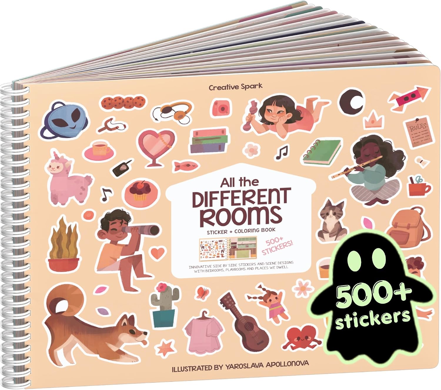LIBRO DE STICKERS Y COLOREAR CUPKIN ALL THE DIFFERENT ROOMS CON 500+ STICKERS - 1