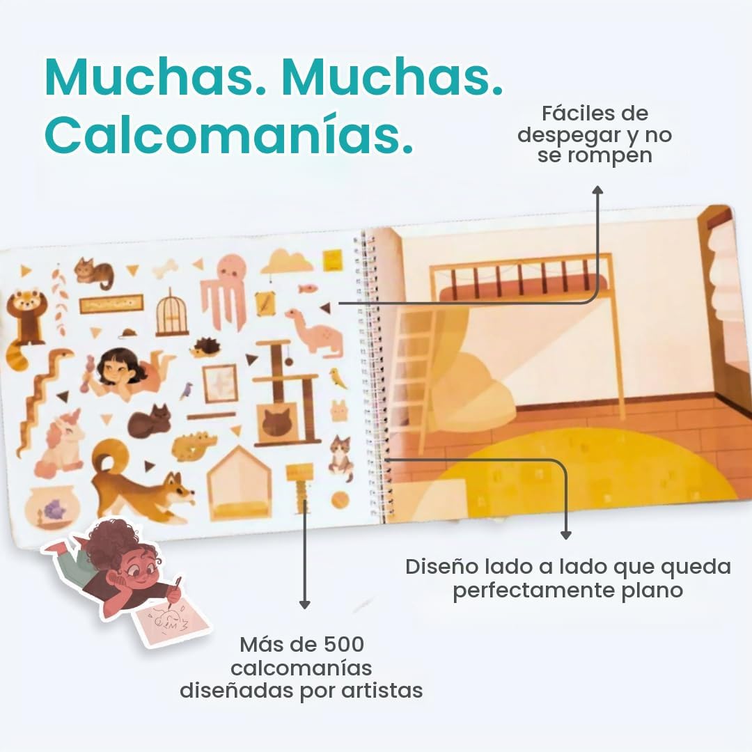 LIBRO DE STICKERS Y COLOREAR CUPKIN ALL THE DIFFERENT ROOMS CON 500+ STICKERS - 3