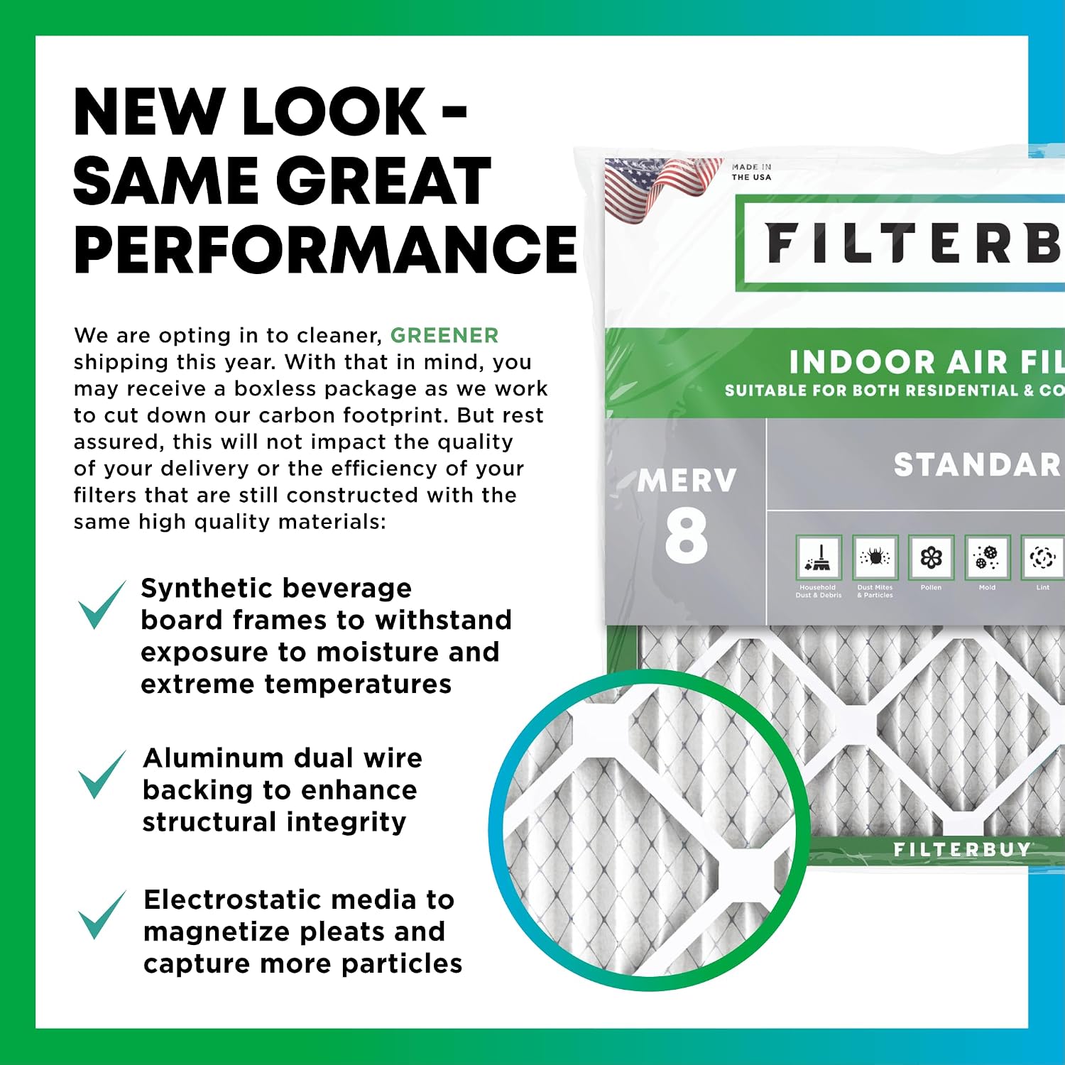 FILTRO DE AIRE FILTERBUY 20X22X2 MERV 8 PACK 4 UNIDADES - 3