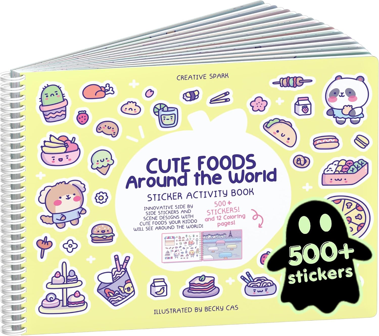 LIBRO DE STICKERS Y COLOREAR CUPKIN CUTE FOODS AROUND THE WORLD CON 500+ STICKERS - 1