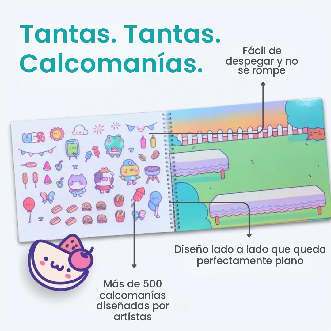 LIBRO DE STICKERS Y COLOREAR CUPKIN CUTE FOODS AROUND THE WORLD CON 500+ STICKERS - 3