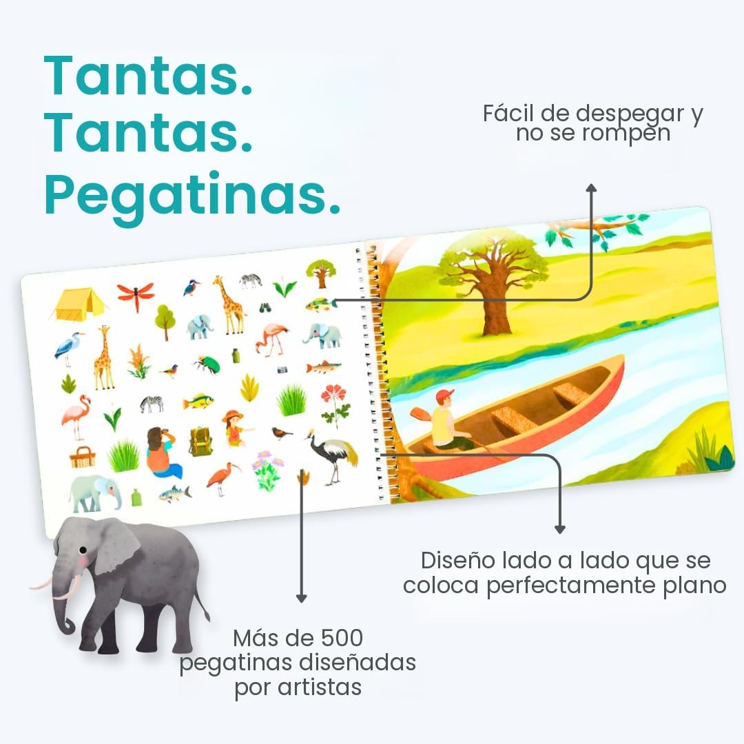 LIBRO DE ACTIVIDADES CUPKIN SAFARI ANIMALS CON STICKERS PARA COLOREAR - 3