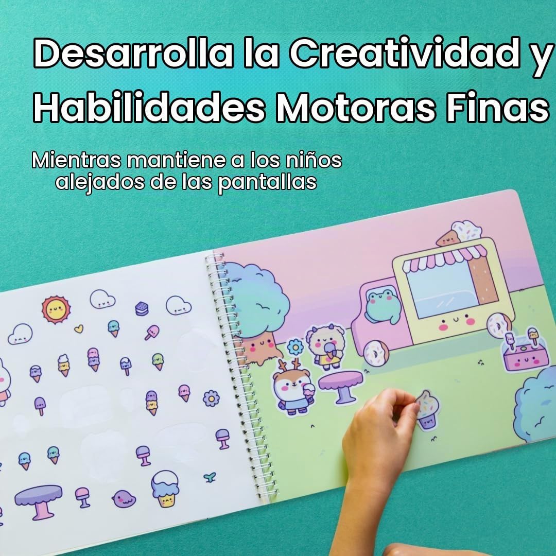 LIBRO DE STICKERS Y COLOREAR CUPKIN CUTE FOODS AROUND TOWN CON 500+ STICKERS - 4