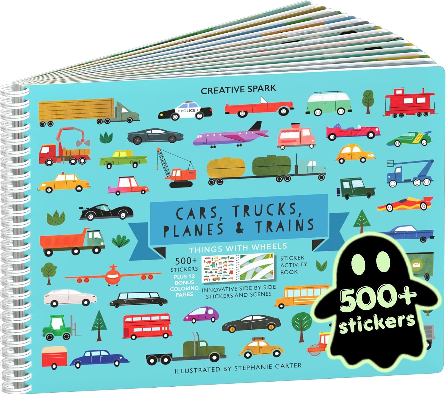 LIBRO DE STICKERS CUPKIN AUTOS, CAMIONES, AVIONES Y TRENES CON 500+ STICKERS - 1