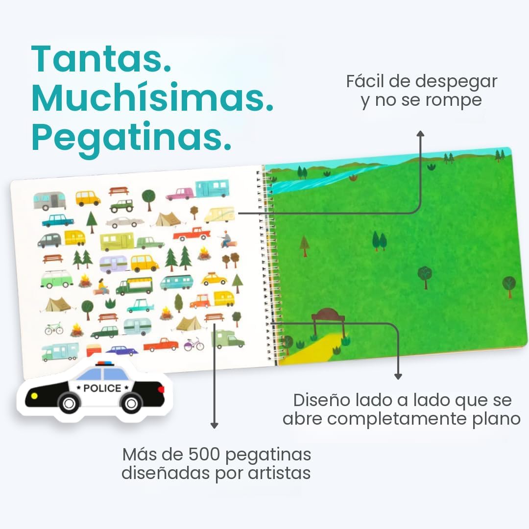 LIBRO DE STICKERS CUPKIN AUTOS, CAMIONES, AVIONES Y TRENES CON 500+ STICKERS - 3