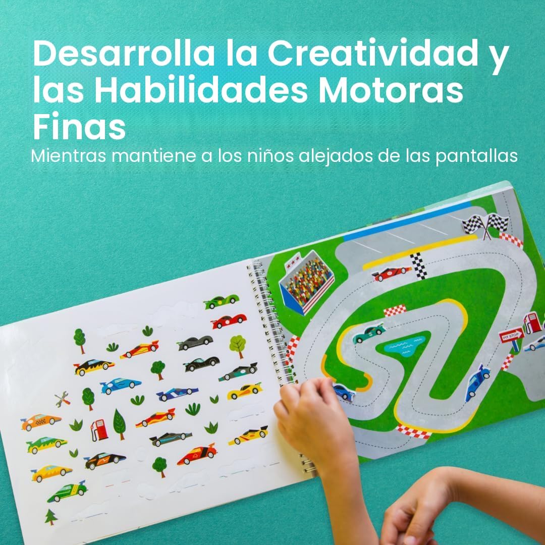 LIBRO DE STICKERS CUPKIN AUTOS, CAMIONES, AVIONES Y TRENES CON 500+ STICKERS - 4