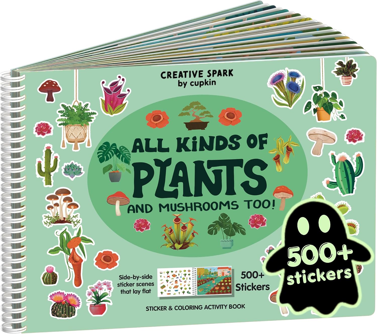 LIBRO DE STICKERS Y COLOREAR CUPKIN PLANTS Y MUSHROOMS CON 500+ STICKERS - 1