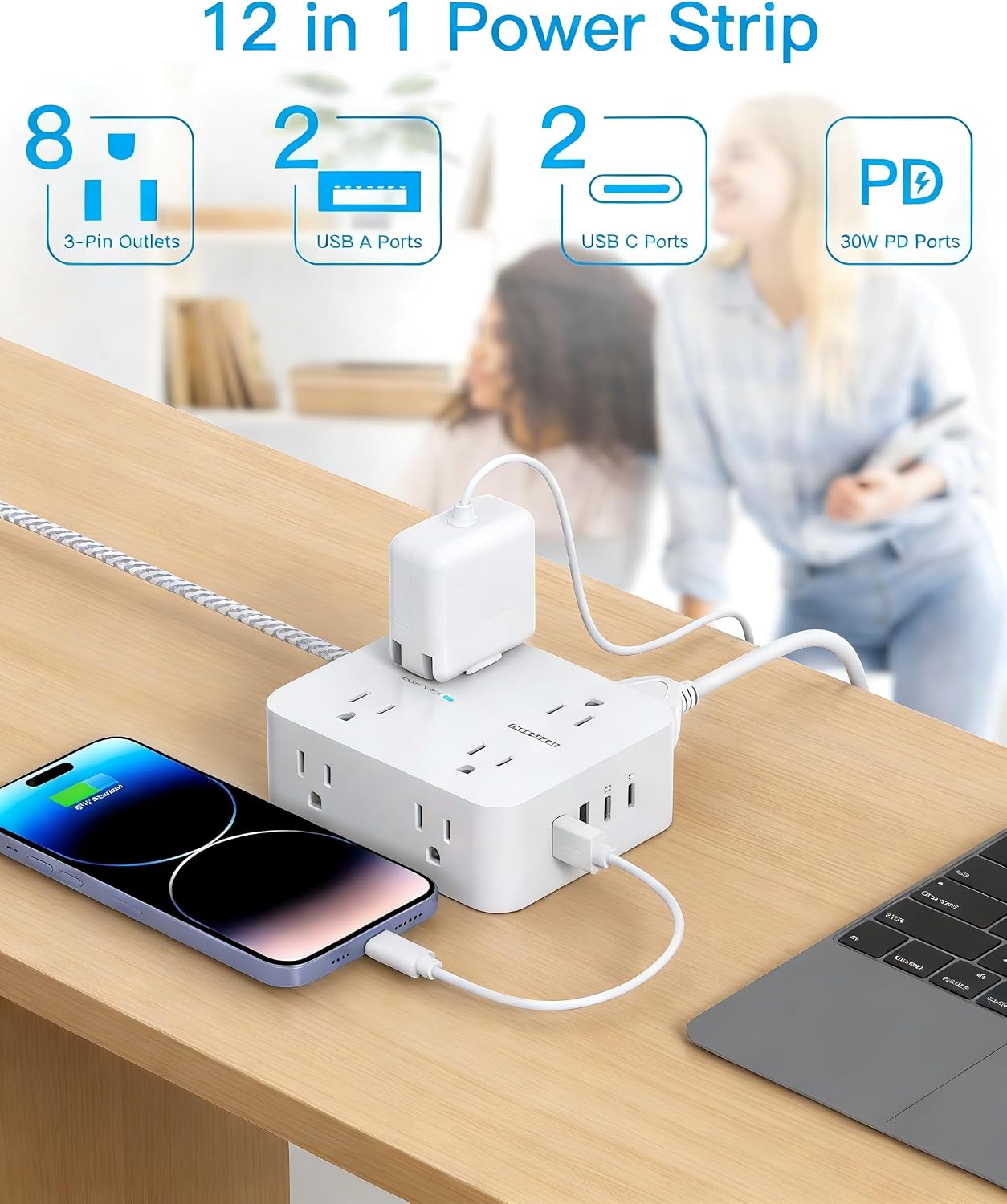 REGLETA DE EXTENSIÓN USB-C 30W CON PROTECCIÓN CONTRA SOBRETENSIONES 15 PIES - 2