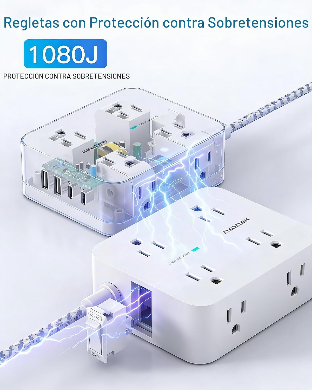 REGLETA DE EXTENSIÓN USB-C 30W CON PROTECCIÓN CONTRA SOBRETENSIONES 15 PIES - 5