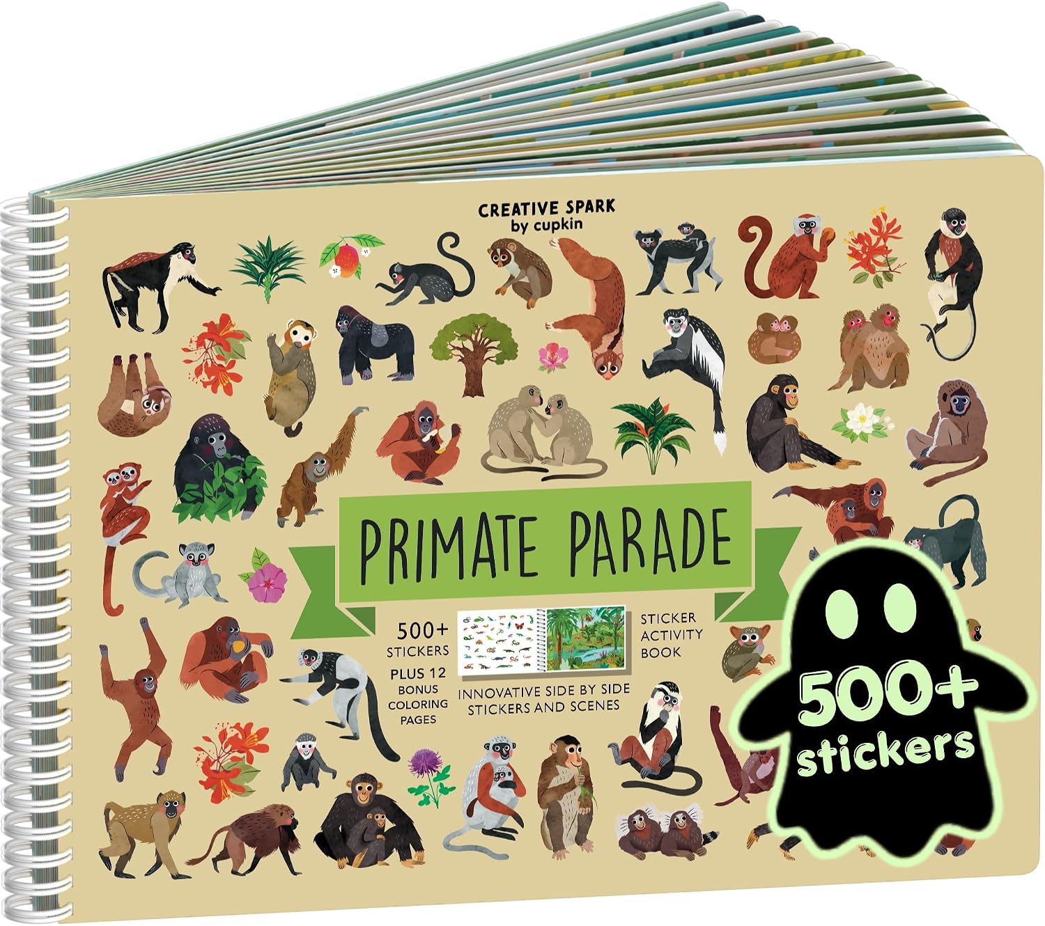 LIBRO DE ACTIVIDADES CUPKIN MONKEY COLORING Y STICKER CON 500+ STICKERS - 1