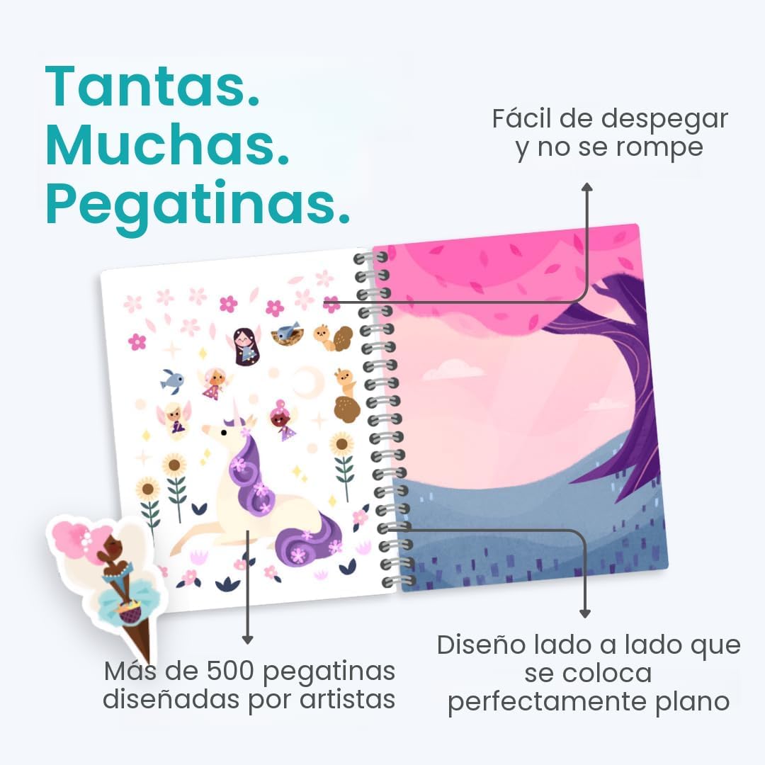 LIBRO DE STICKERS CUPKIN MAGICAL WORLD CON 500+ STICKERS Y 12 PÁGINAS PARA COLOREAR - 3