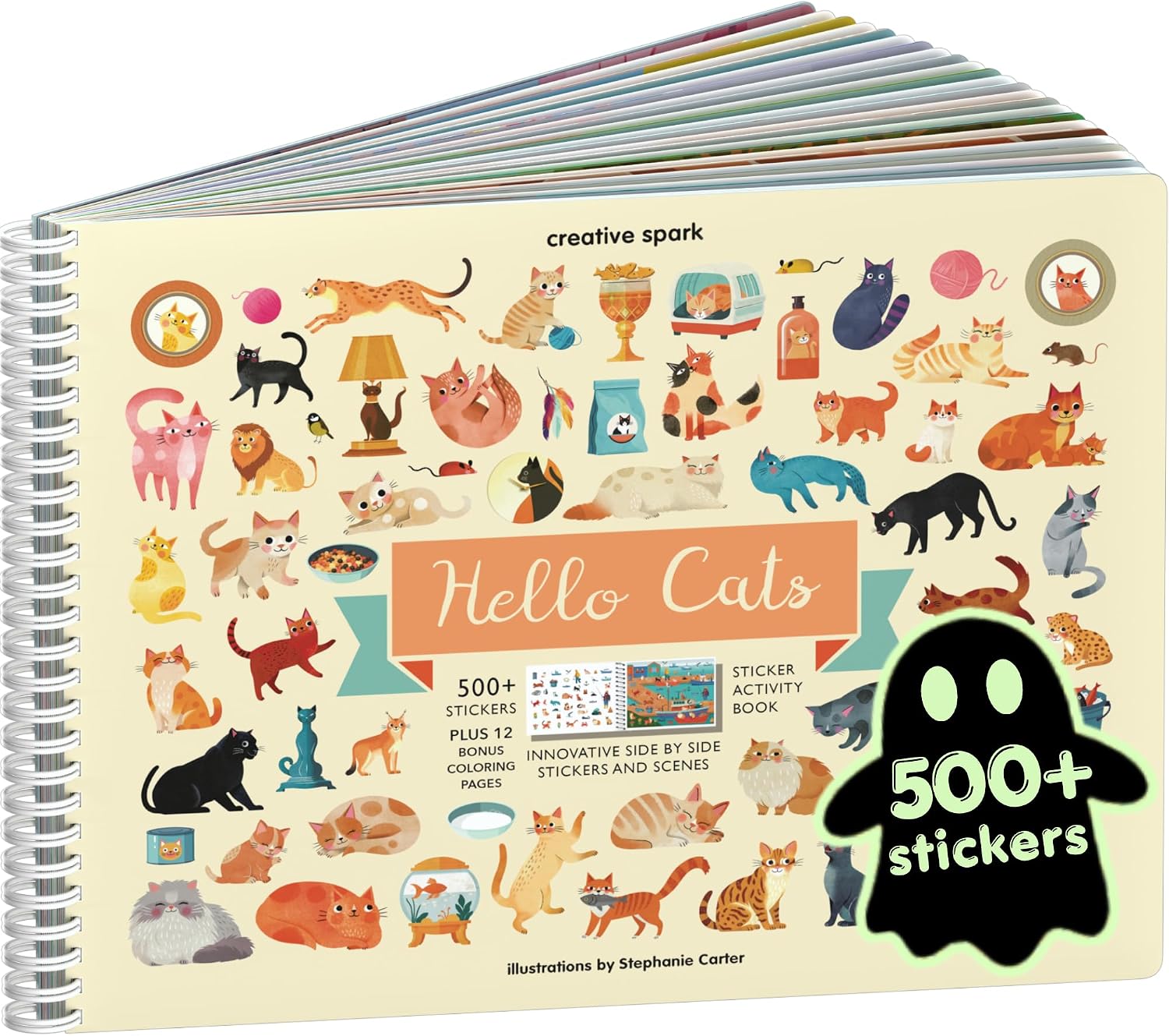 LIBRO DE STICKERS HELLO CATS CUPKIN CON 500+ STICKERS Y PÁGINAS PARA COLOREAR - 1